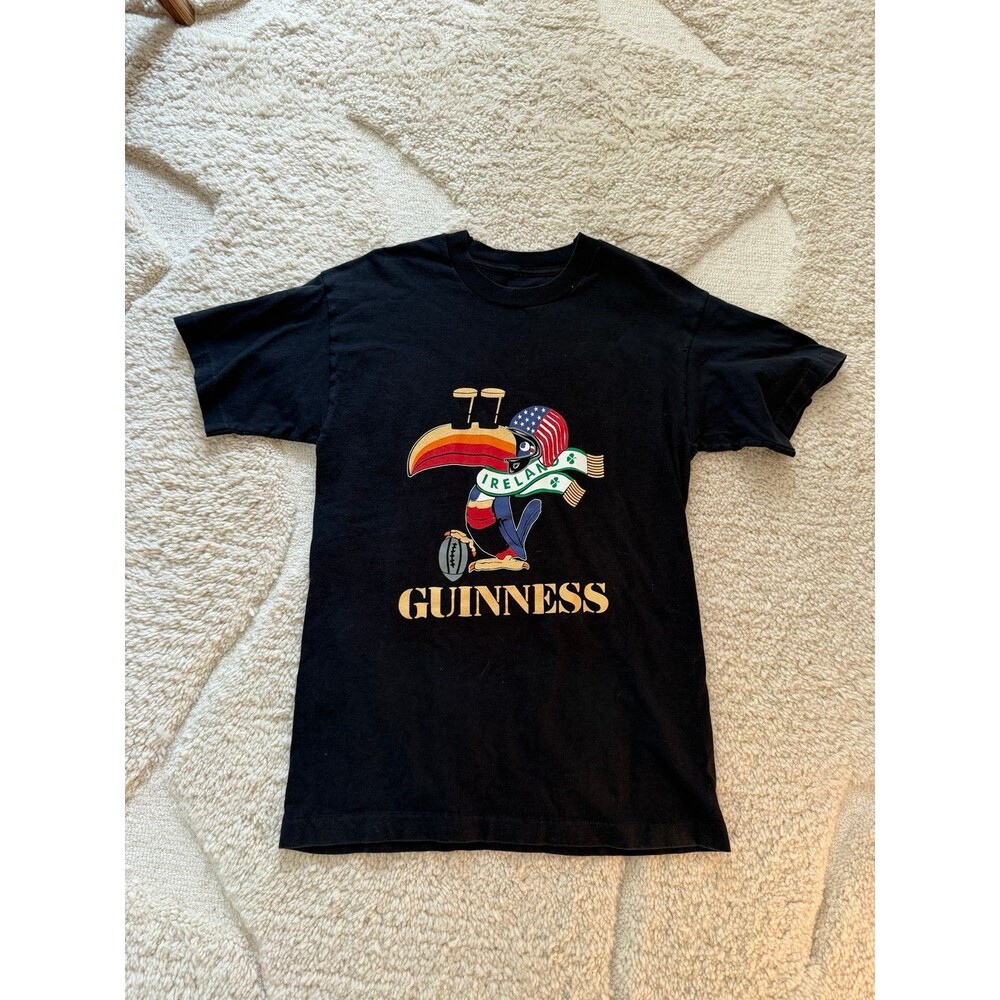 Vintage 90s Guinness Toucan Football Rugby Graphic T-Shirt Black